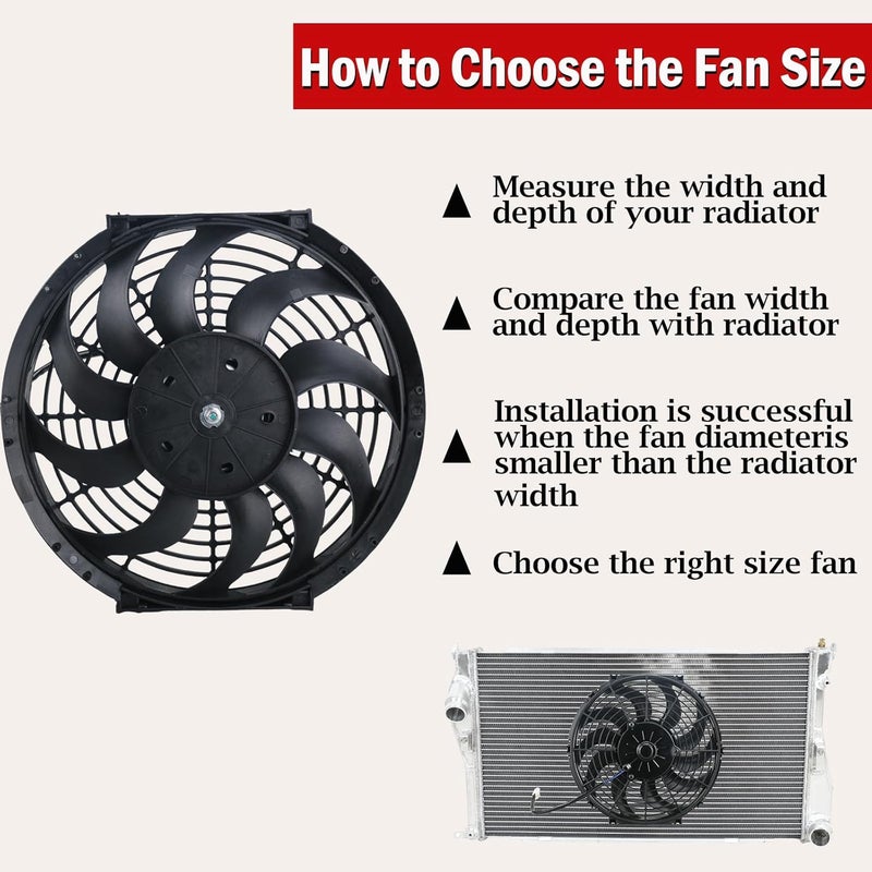 PRUNkuar 12 inch Electric Radiator Cooling Fans with CFM Thermostat Wiring Switch Relay Kit Black - Image 5